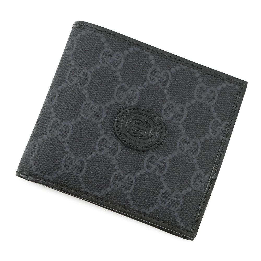 Gucci Bi fold Wallet GG Supreme Leather Black